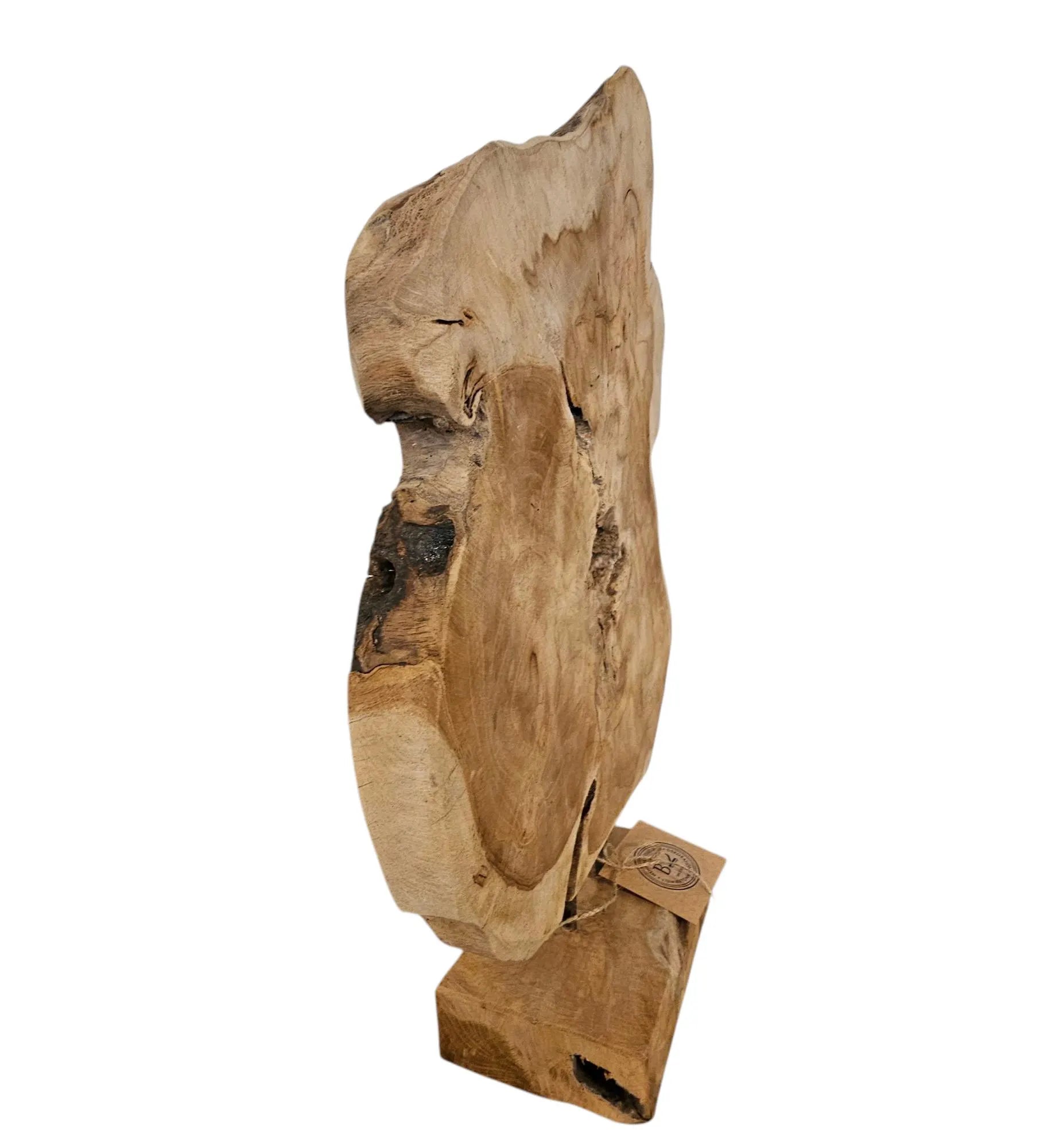 Naturholz Skulptur auf Sockel | Baumscheibe Deko Unikat | Höhe 55cm | Rustikale Wohnaccessoires | BK TrendDesign