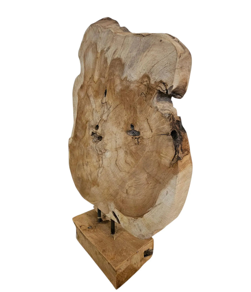 Naturholz Skulptur auf Sockel | Baumscheibe Deko Unikat | Höhe 55cm | Rustikale Wohnaccessoires | BK TrendDesign