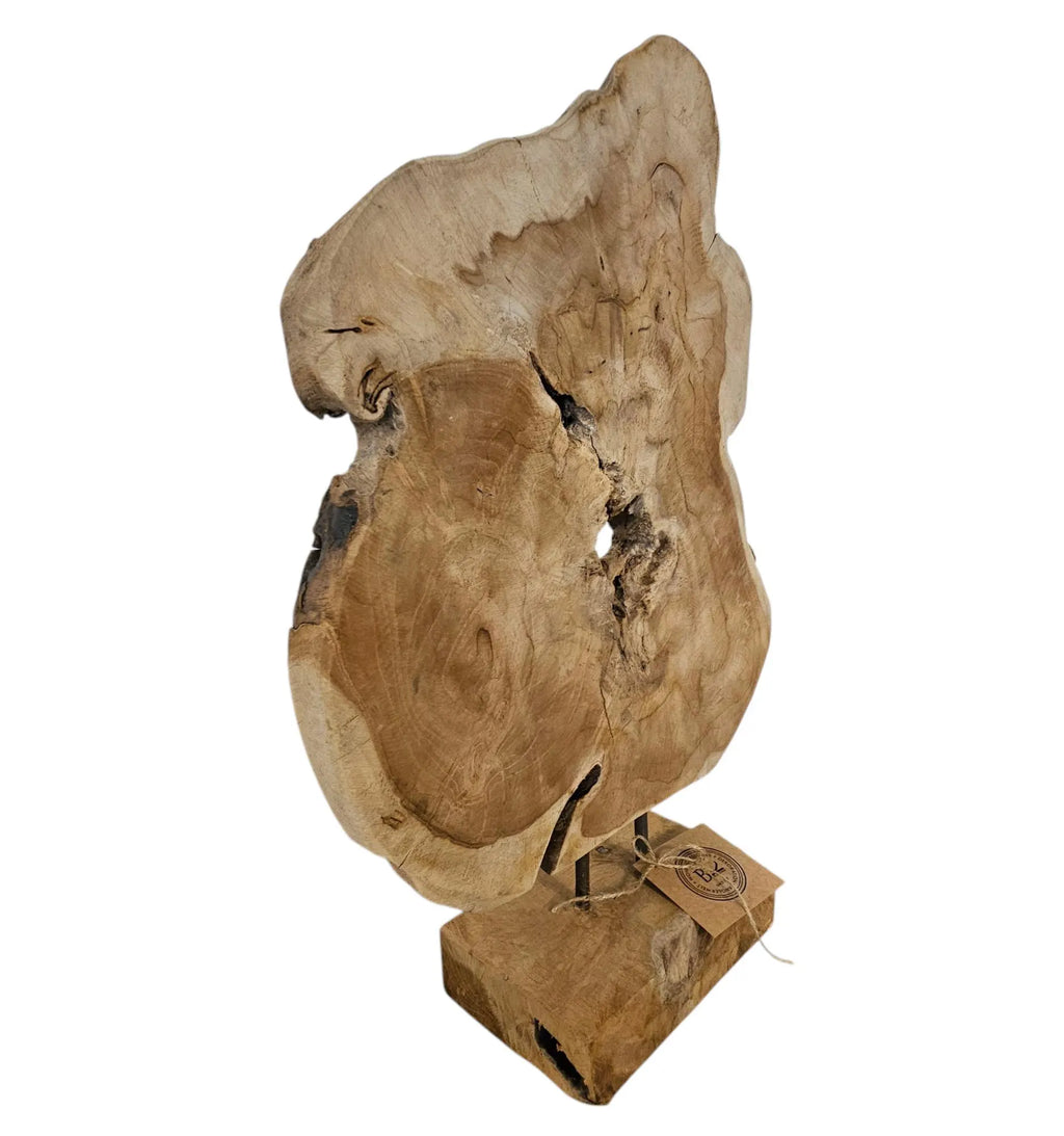 Naturholz Skulptur auf Sockel | Baumscheibe Deko Unikat | Höhe 55cm | Rustikale Wohnaccessoires | BK TrendDesign