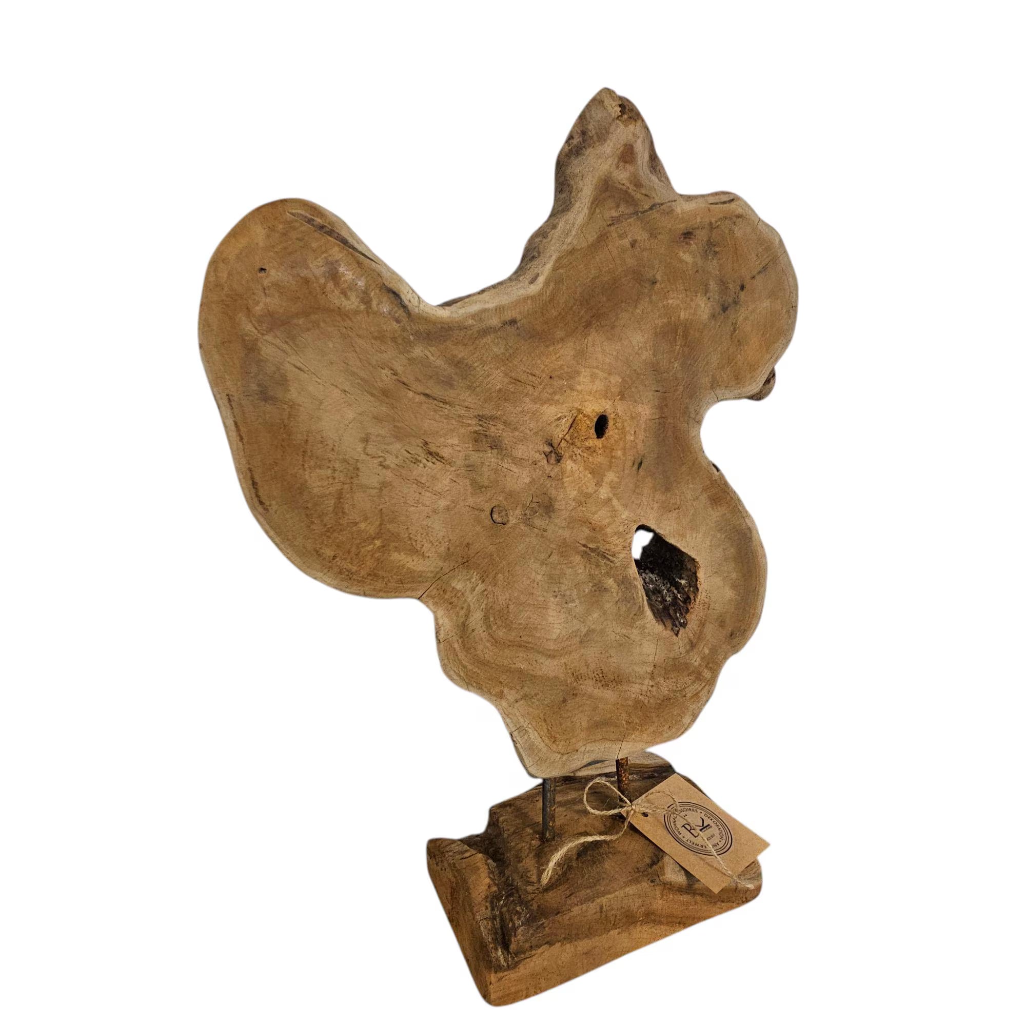 Baumscheibe Holz Deko Unikat | Natur Skulptur auf Holzsockel | Höhe 52cm | Rustikale & Skandinavische Wohn Deko | BK TrendDesign