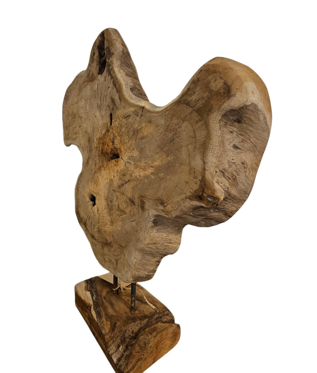 Baumscheibe Holz Deko Unikat | Natur Skulptur auf Holzsockel | Höhe 52cm | Rustikale & Skandinavische Wohn Deko | BK TrendDesign