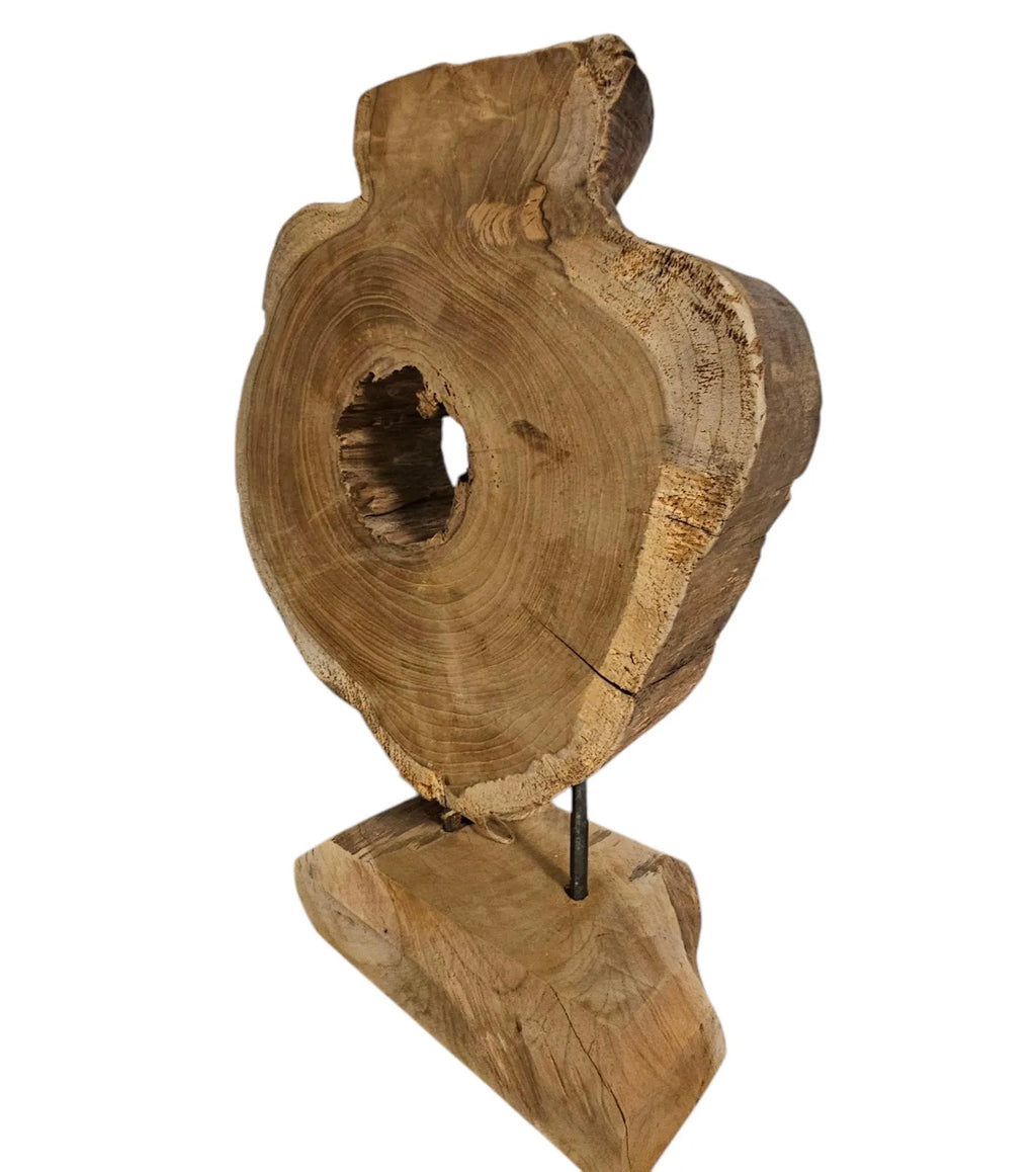 Naturholz Baumscheibe Skulptur | Holz Deko Unikat | Höhe 45cm | Rustikal & Skandinavisch | BK TrendDesign