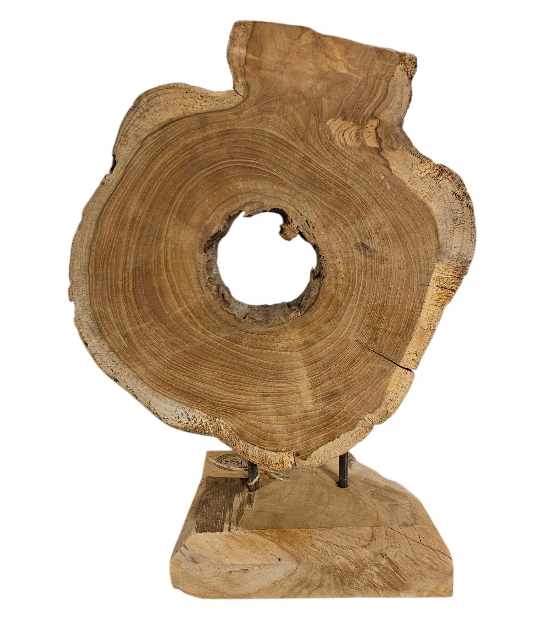 Naturholz Baumscheibe Skulptur | Holz Deko Unikat | Höhe 45cm | Rustikal & Skandinavisch | BK TrendDesign