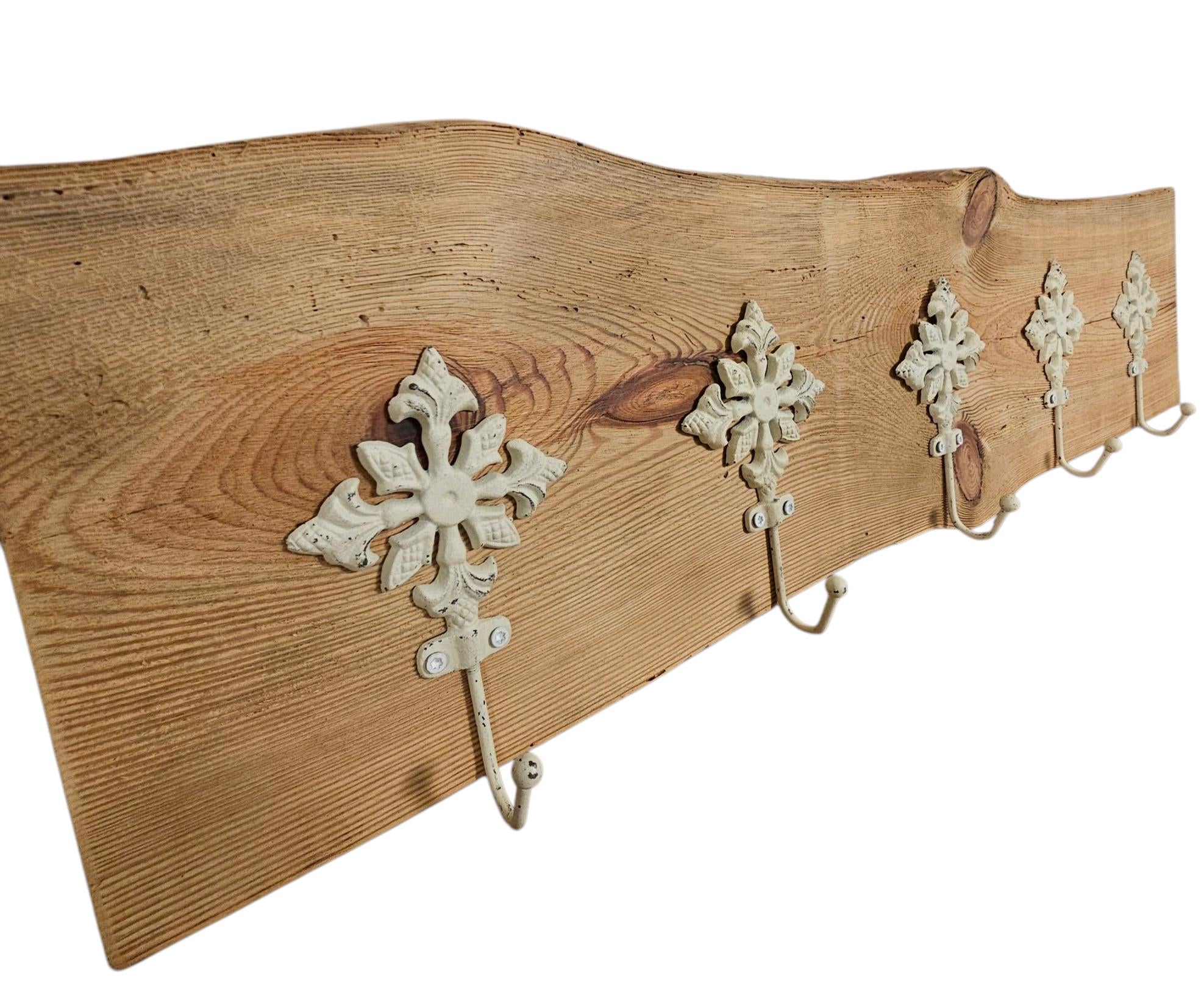 Altholz Tassenregal mit Haken | Coffee Bar Regal | Wandgarderobe Holz | Rustikales Wandregal | Shabby Chic Küchenregal