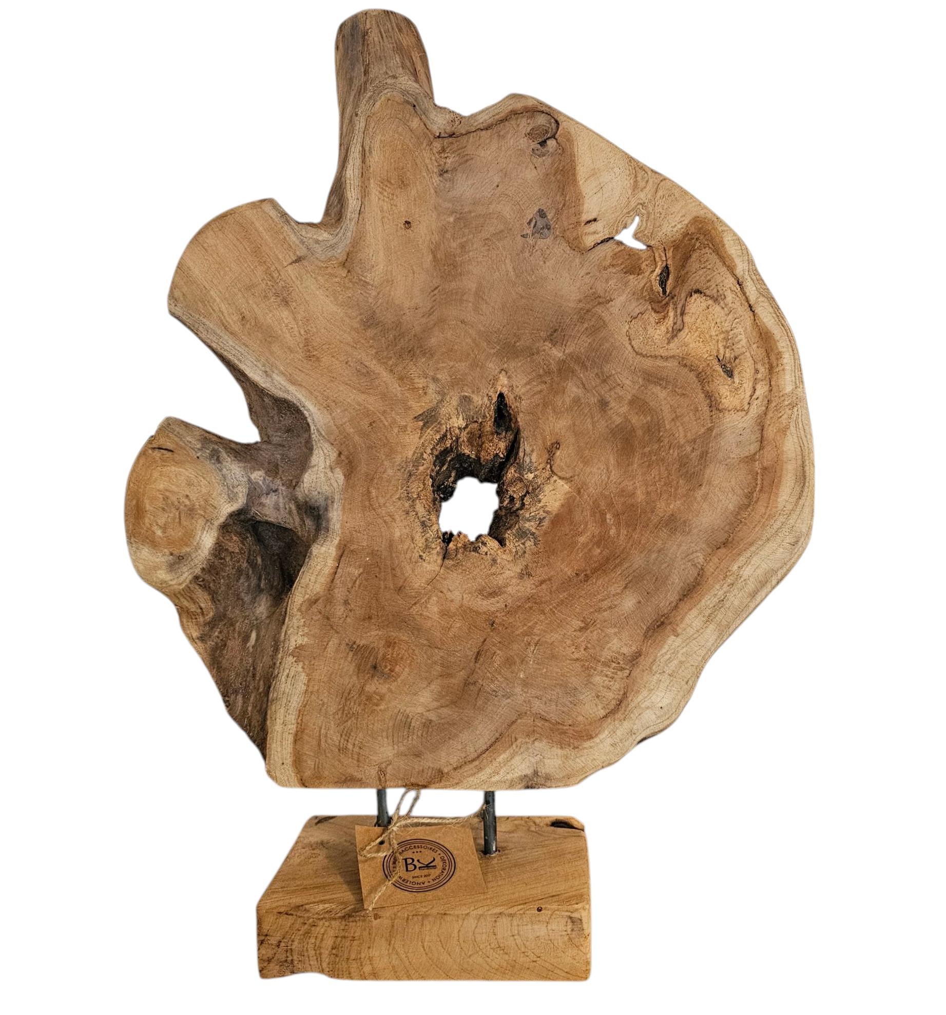Rustikale Baumscheibe Deko | Holzskulptur Unikat | Höhe 58cm | Natur Holz Wohnaccessoire | BK TrendDesign