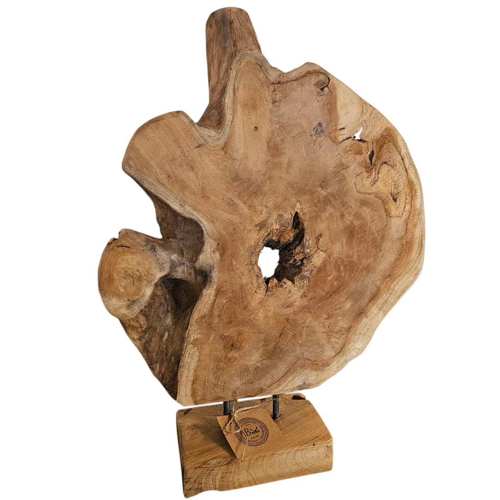 Rustikale Baumscheibe Deko | Holzskulptur Unikat | Höhe 58cm | Natur Holz Wohnaccessoire | BK TrendDesign