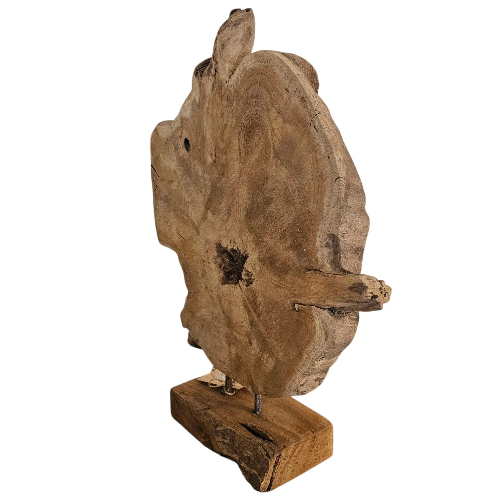 Unikat Holzskulptur | Baumscheibe Deko auf Sockel | Höhe 54cm | Natur Holz Wohnaccessoire | BK TrendDesign