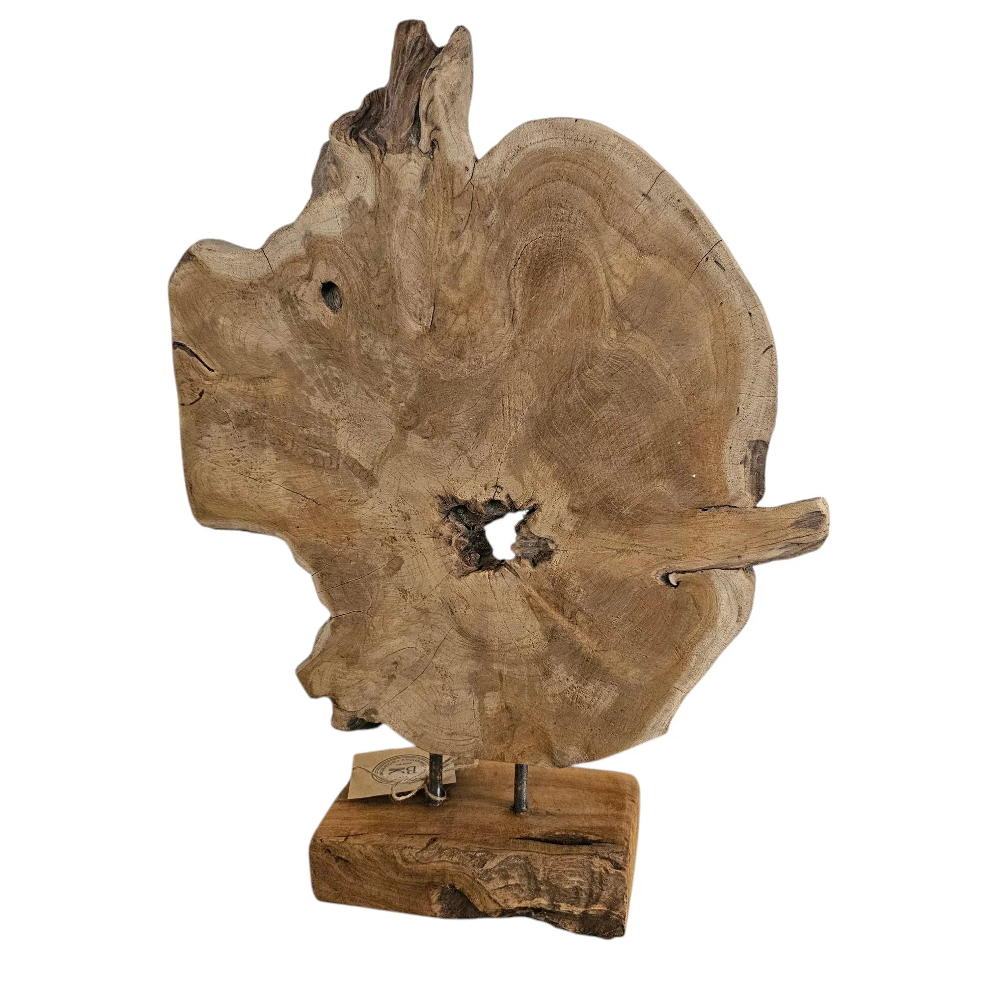Unikat Holzskulptur | Baumscheibe Deko auf Sockel | Höhe 54cm | Natur Holz Wohnaccessoire | BK TrendDesign