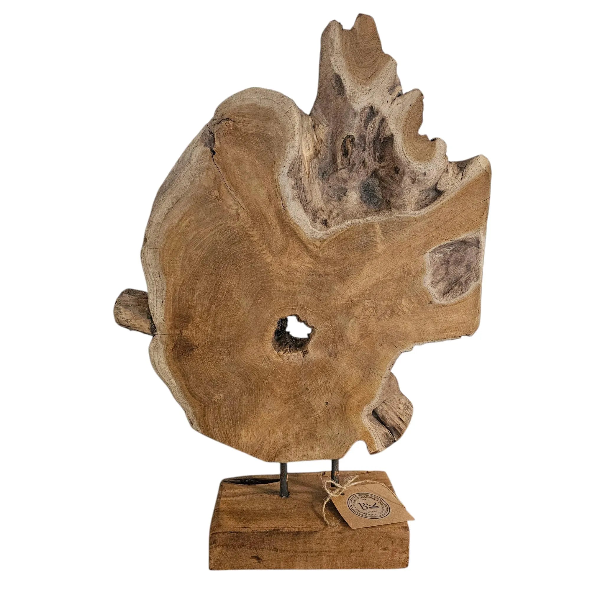 Unikat Holzskulptur | Baumscheibe Deko auf Sockel | Höhe 54cm | Natur Holz Wohnaccessoire | BK TrendDesign