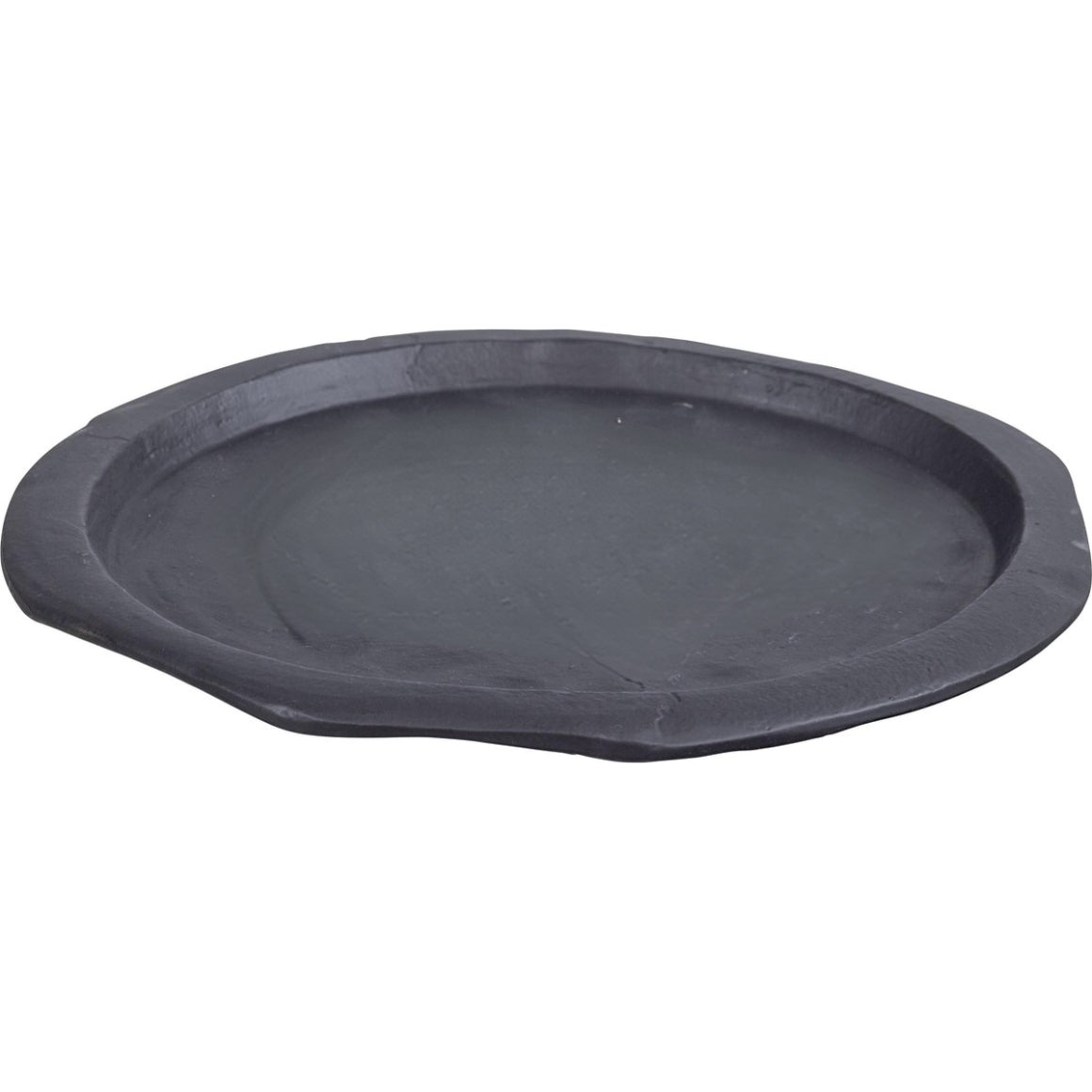 Dekoratives Metall Tablett Schwarz 35 cm – Flacher Teller, Organische Form, Modernes Dekotablett, Minimalistische Wohn Deko, Industrial Stil