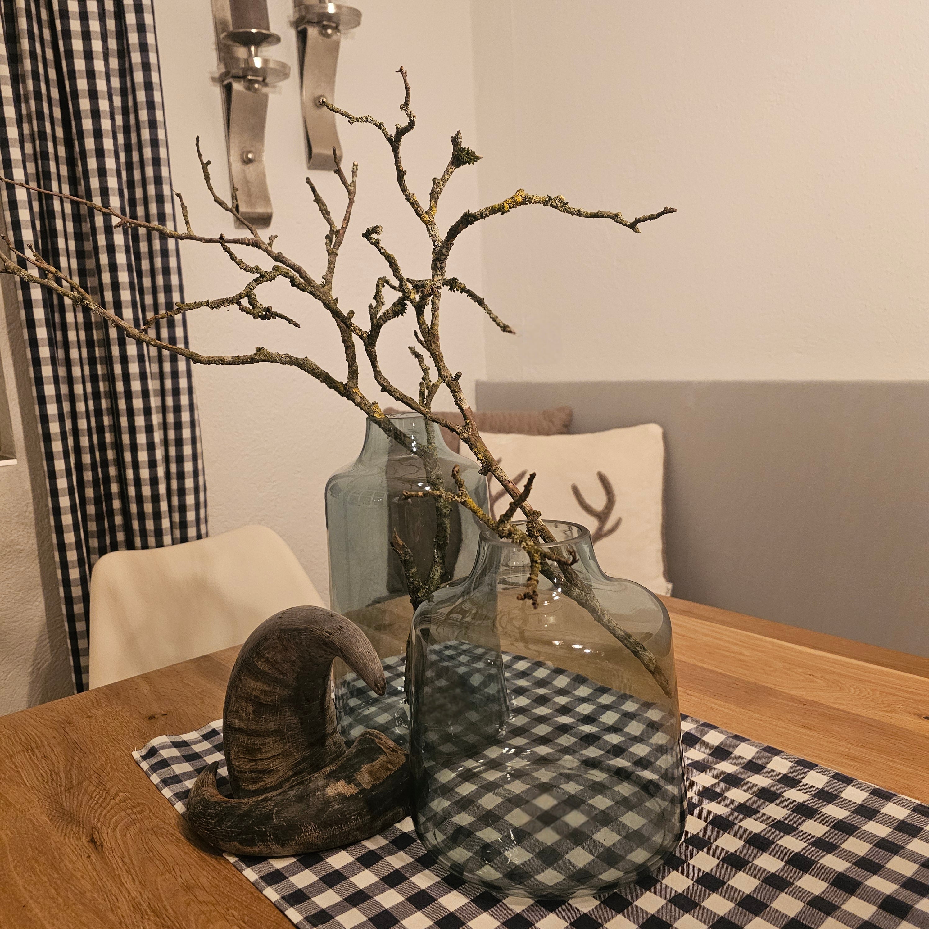 Dekovase blau transparent – Glasvase Höhe 29cm klar mit Unebenheiten – für Wohnzimmer, Tisch, Flur – Countryfield Deko