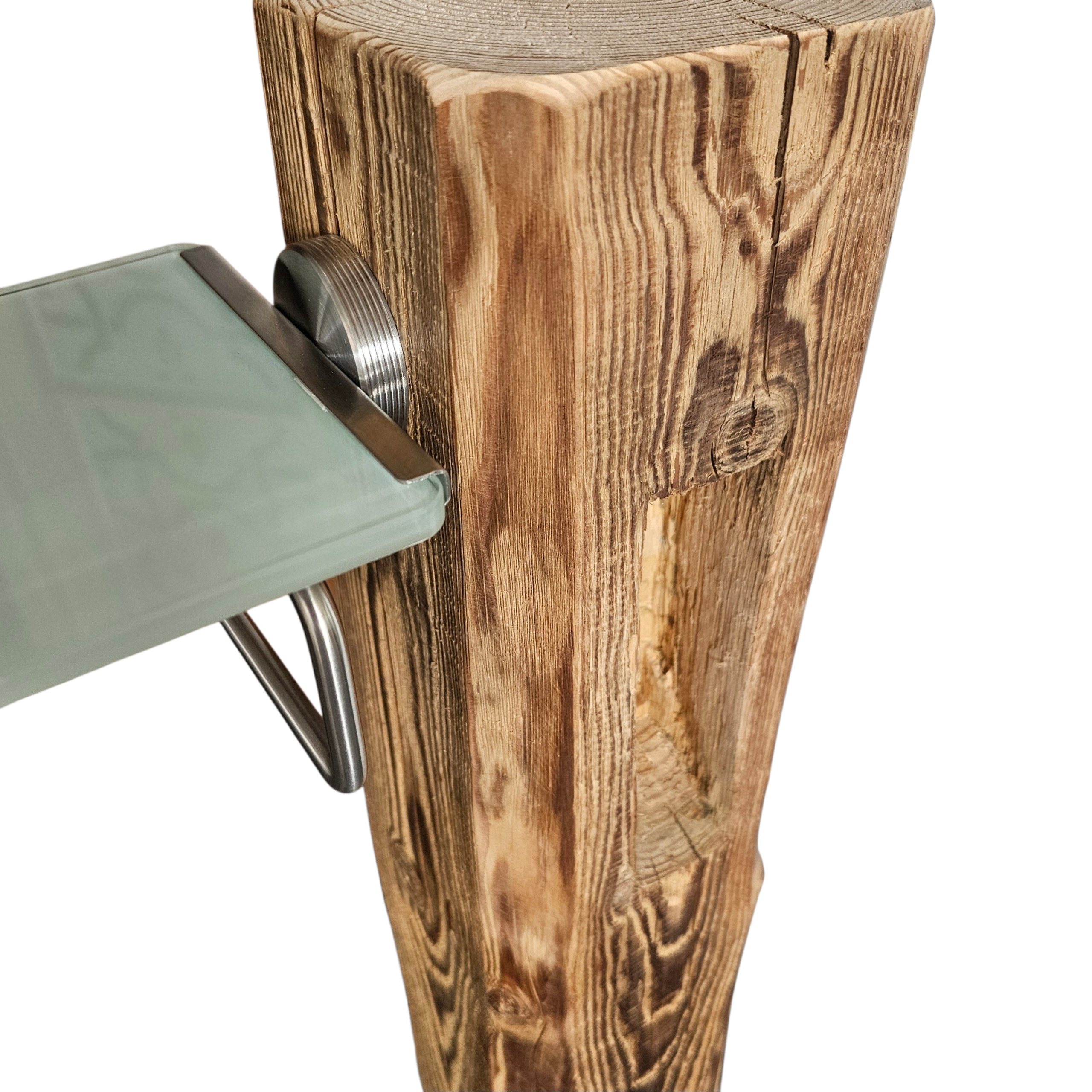 WC Rollenhalter aus Altholzbalken ca. 100 Jahre - freistehend – Toilettenpapierhalter mit WC-Bürste– Edelstahl gebürstet Milchglas Ablage