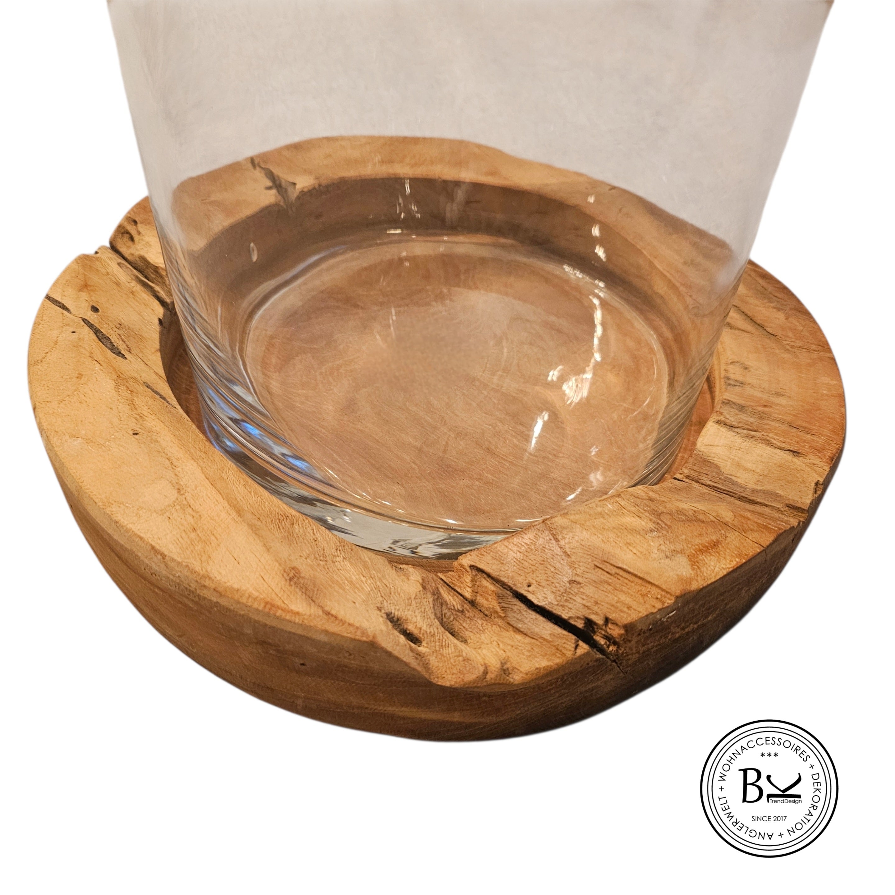 Glasvase auf Holzscheibe  aus 2 Teilen BK TrendDesign Nr6