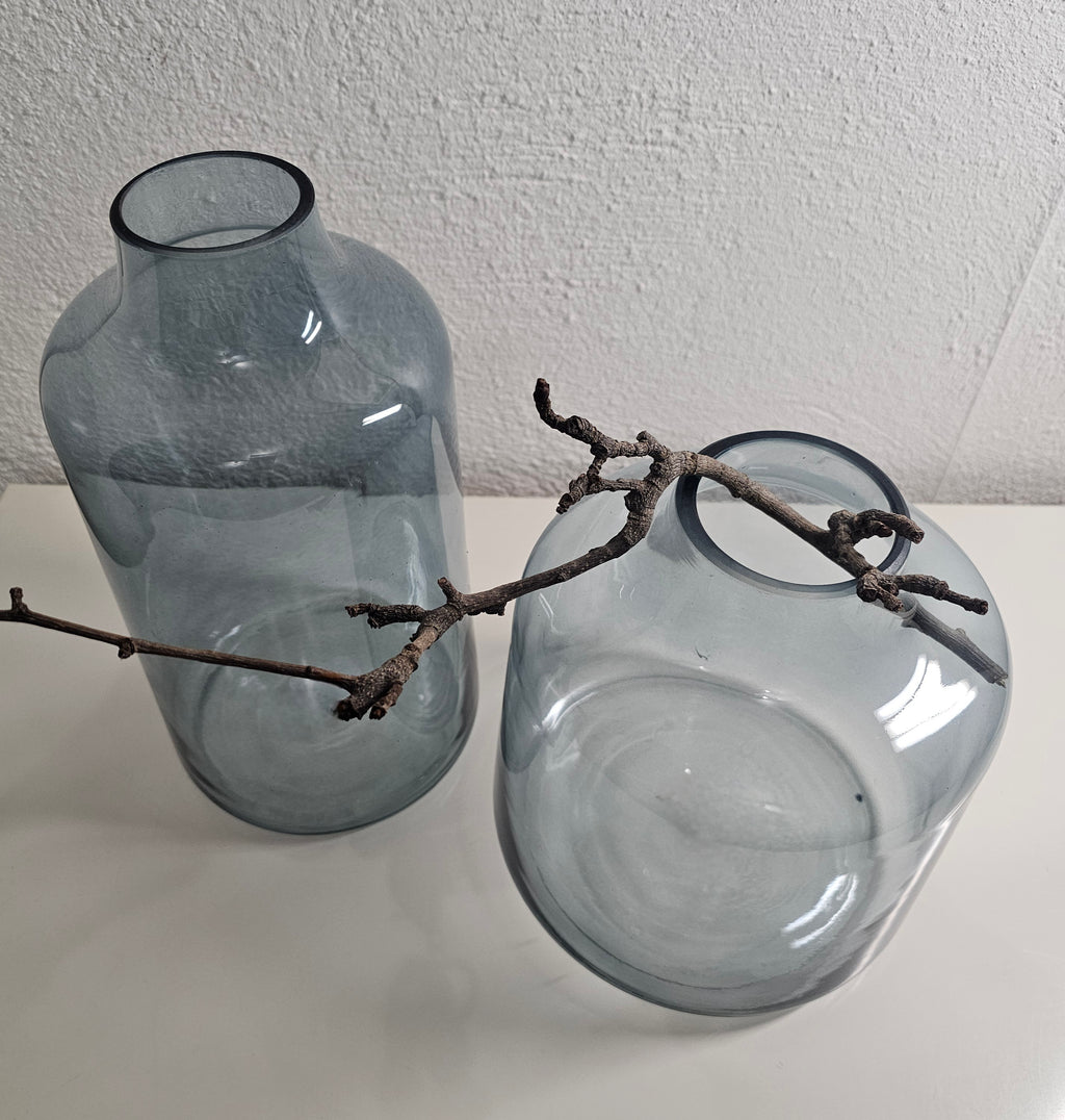 Dekovase blau transparent – Glasvase Höhe 29cm klar mit Unebenheiten – für Wohnzimmer, Tisch, Flur – Countryfield Deko