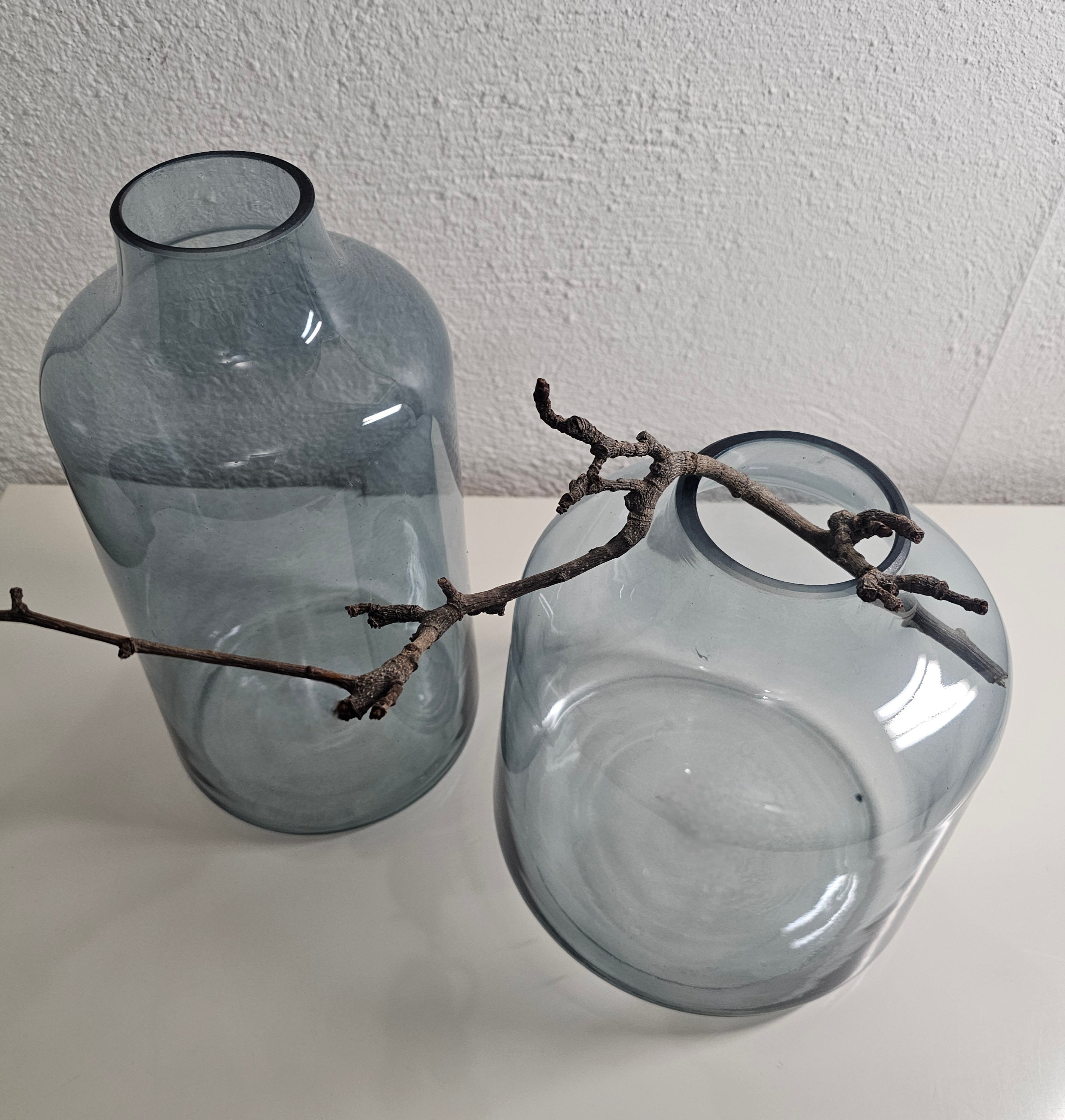 Dekovase blau transparent – Glasvase Höhe 29cm klar mit Unebenheiten – für Wohnzimmer, Tisch, Flur – Countryfield Deko