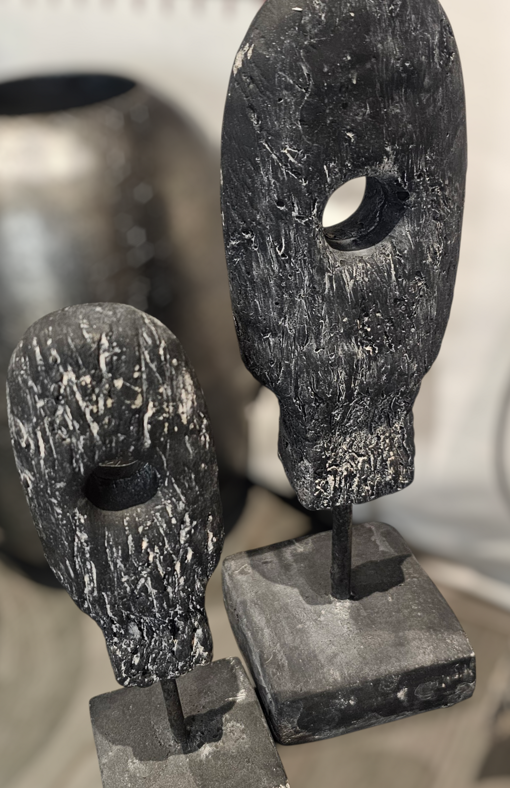 Abstrakte Skulptur Anthrazit Zement | Moderne Minimalistische Figur | Wabi Sabi Deko | Skandi Wohnzimmer Regal Deko | Modern Home