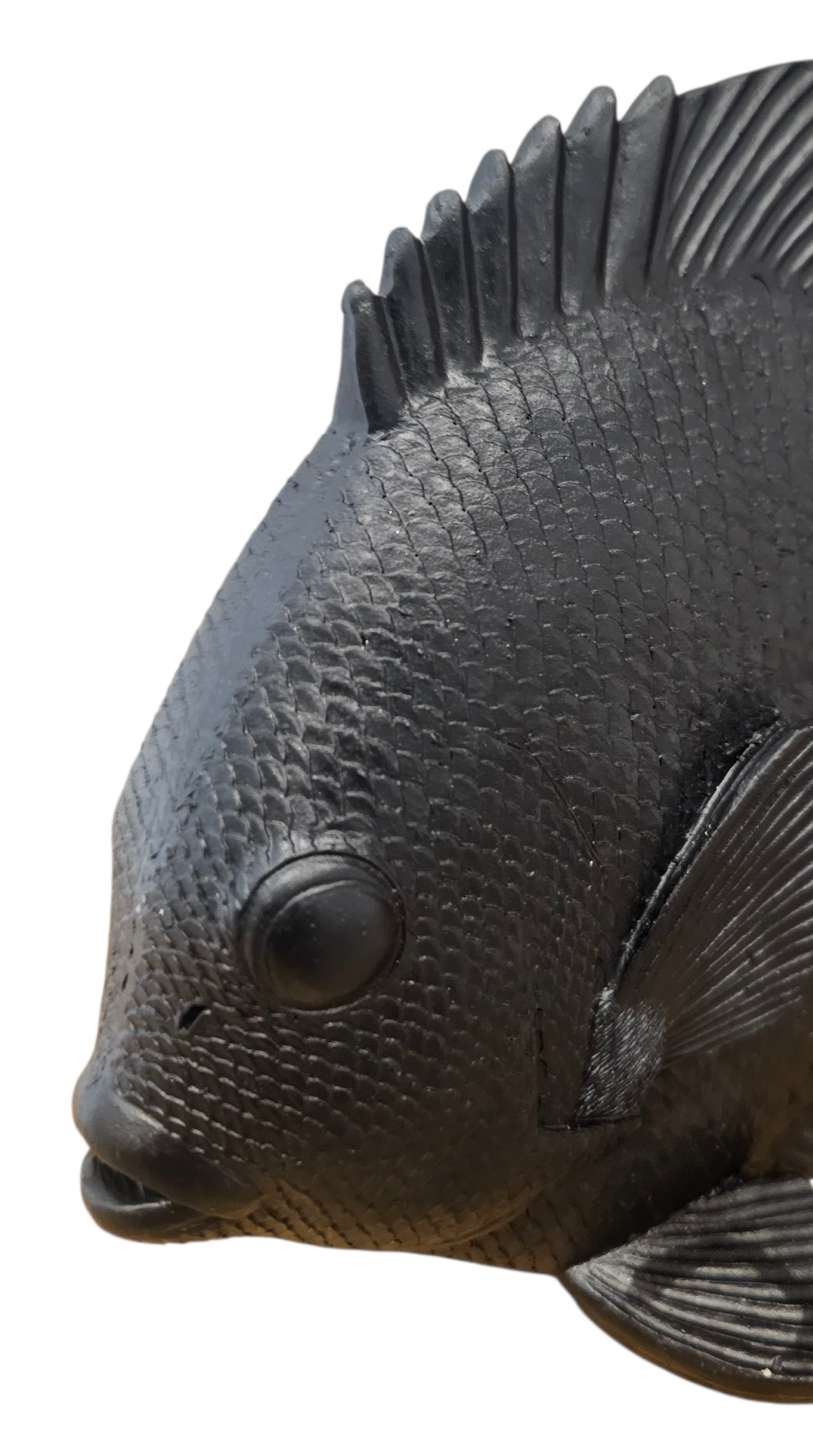 Dekorative Fischfigur Schwarz – Realistischer  Fisch aus Polyresin | Badezimmer Deko | Maritimes Wohnaccessoire | Geschenk f. Fischliebhaber