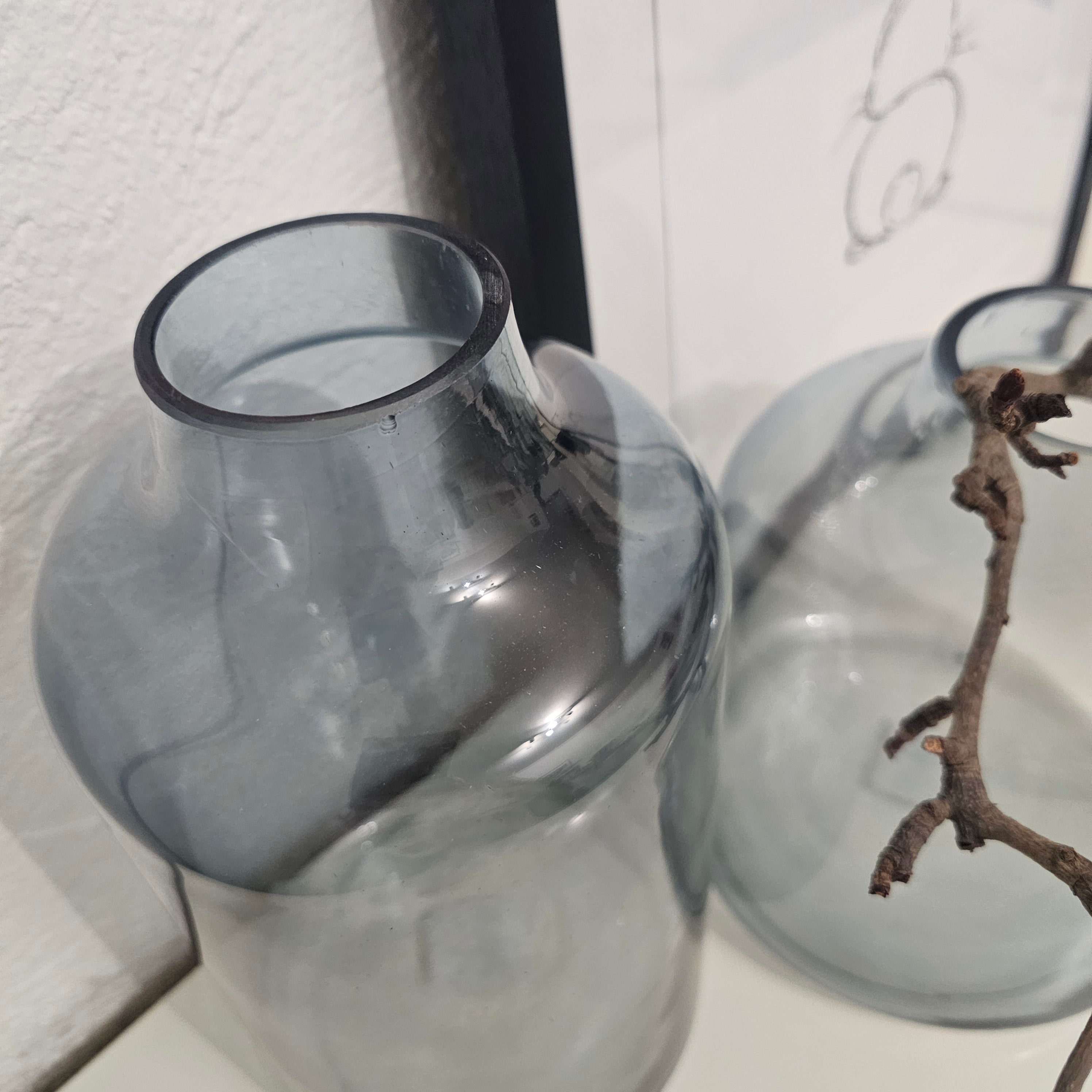 Dekovase blau transparent – Glasvase Höhe 29cm klar mit Unebenheiten – für Wohnzimmer, Tisch, Flur – Countryfield Deko
