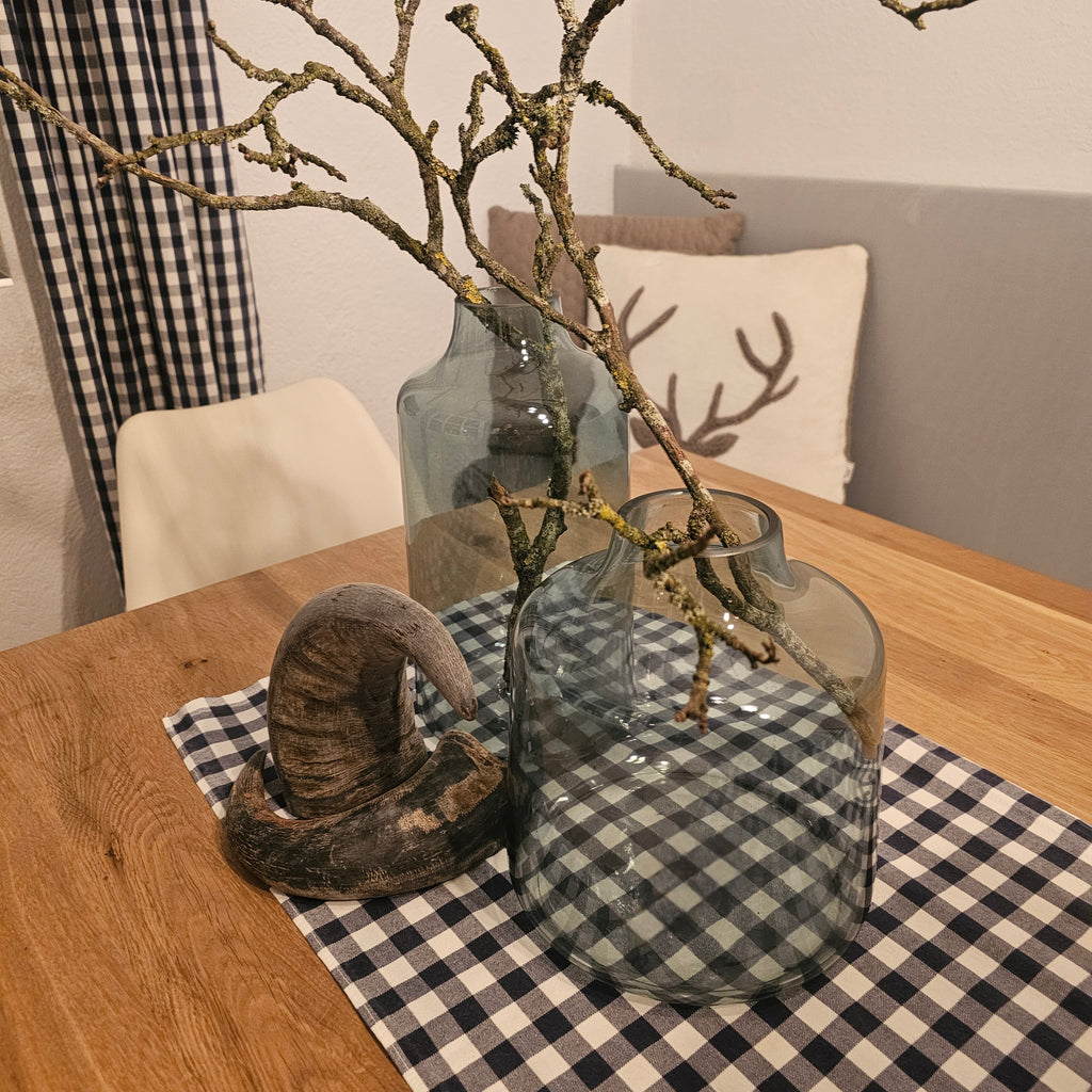 Dekovase blau transparent – Glasvase Höhe 29cm klar mit Unebenheiten – für Wohnzimmer, Tisch, Flur – Countryfield Deko