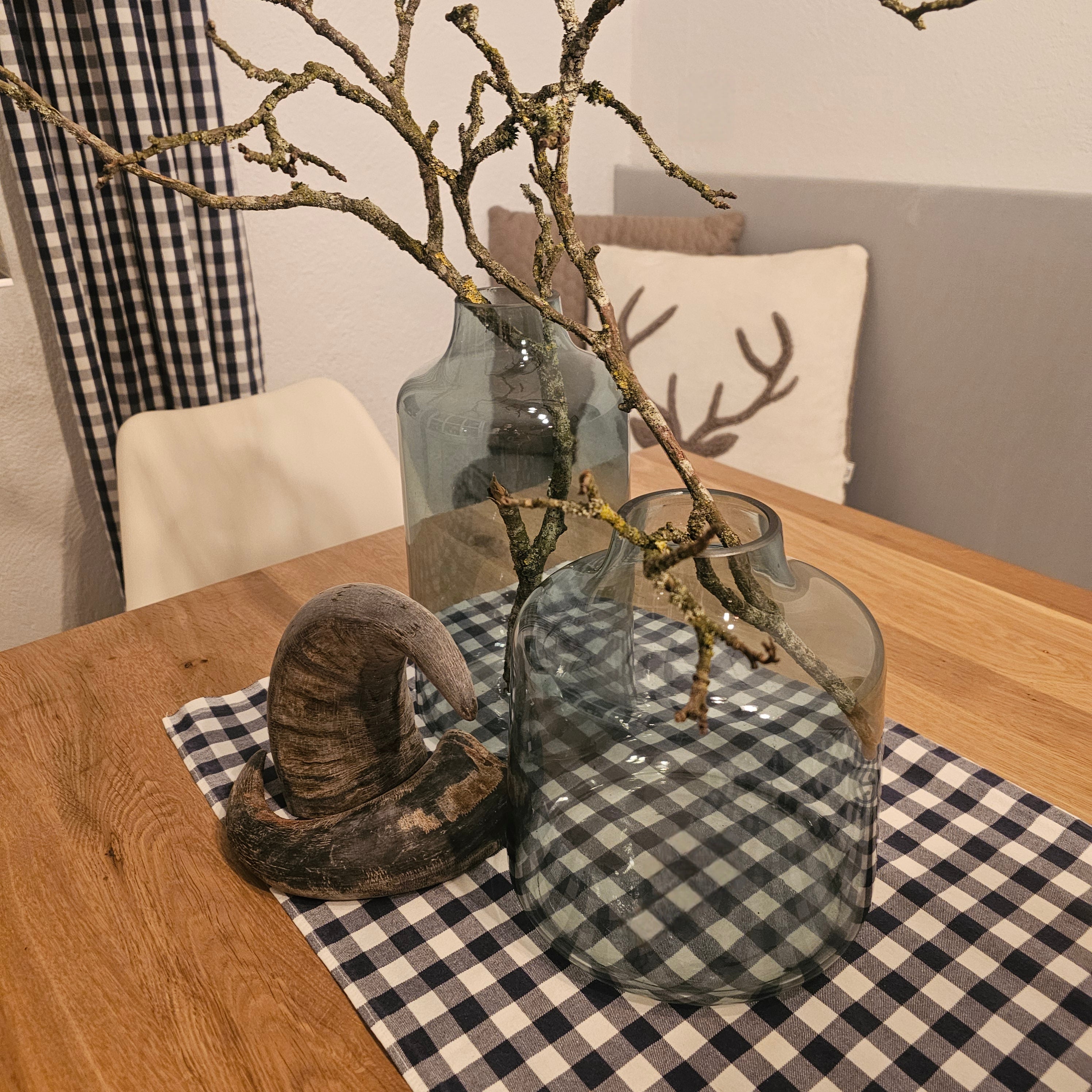 Dekovase blau transparent – Glasvase Höhe 29cm klar mit Unebenheiten – für Wohnzimmer, Tisch, Flur – Countryfield Deko